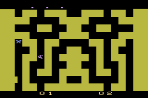 A scene from Entombed on the Atari 2600